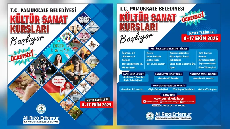 Pamukkale Belediyesi 2025-2026 Kış Dönemi Kültür Sanat Kursları Kayıtları Başladı