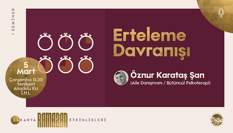 Sakarya’da Ramazan takvimi iki güzel etkinlikle devam edecek: Bir seminer bir dinleti…