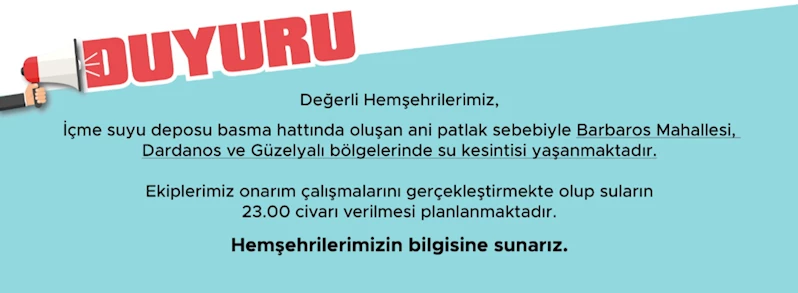 Su Kesintisi Duyurusu