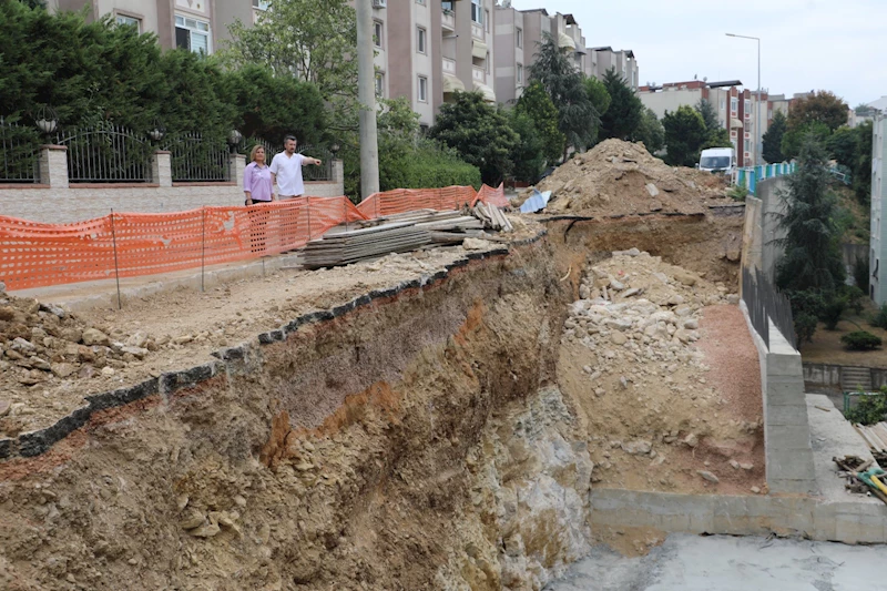 FATMA BAŞKAN, İSTİNAT DUVARI ÇALIŞMASINI YERİNDE DENETLEDİ
