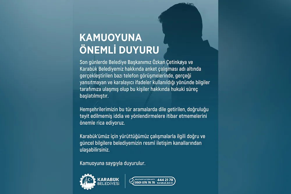 Karabük Belediyesi'nden Anket Adı Altındaki Görüşmelere İlişkin Duyuru