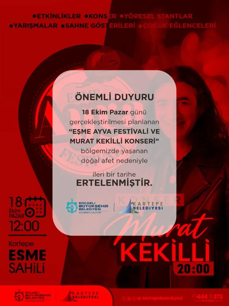 Kartepe Ayva Festivali ve Murat Kekilli Konseri Ertelendi