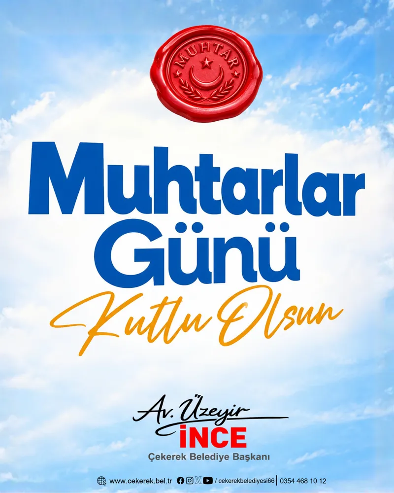 Çekerek Belediyesi'nden Muhtarlar Günü Mesajı
