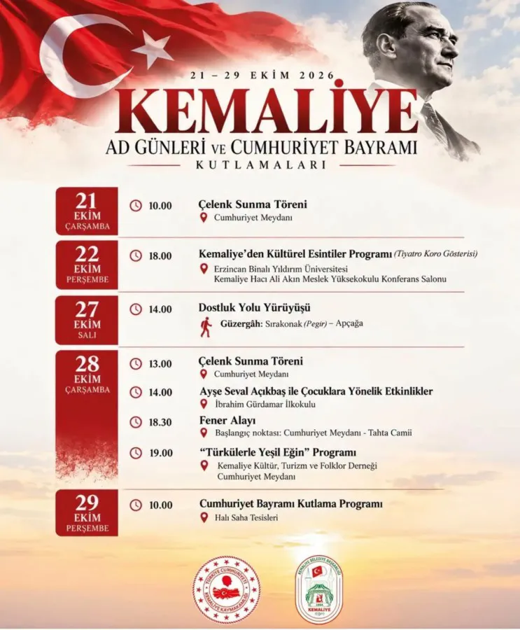 Kemaliye'de Cumhuriyet Bayramı ve Kemaliye İsmi Kutlamaları Başladı