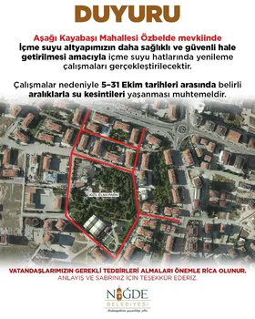 Niğde Belediyesi'nden Özbelde Mevkiinde İçme Suyu Hattı Yenileme Çalışması