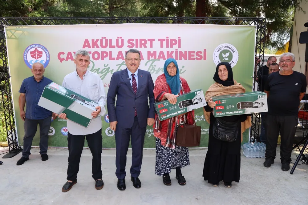 Trabzon'da çay üreticisine şarjlı makine desteği